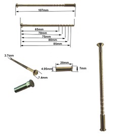 M4 x 90mm Brass Slotted Bolt and Carriage Dead Sleeve Patio Door Handle Connecting Screws Fixings (Pair of 2)