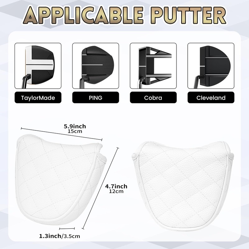 Golf Mallet Putter Head Cover Magnetic Closure Side-shaft Golf Club