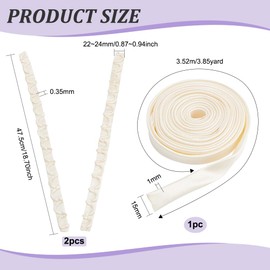 BENECREAT 18.7Inch Wedding Dress Zipper Replacement Beige Loops Adjustable Fit Satin Corset Back Kit Back Lace-up for Formal Gown Prom Dress
