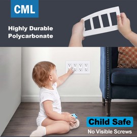 CML 4-Gang Matte White Decorator Screwless Wall Plates, 4 Pack Child Safe Light Switch Covers, Standard Size 4.68” X 8.34”, Scratch and Impact Resistant, Hidden Screws, Polycarbonate