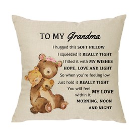 XUNLIZXY To My Grandma Pillowcase Gift,Funny Grandma Pillow Cover For Women Birthday Christmas Mother's Day Grandma Gift From Granddaughter Grandson Cushion Cover 18"x 18"