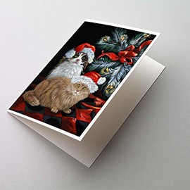 Caroline's Treasures PPP3062GCA7P Cat Kitty Glitter Christmas Greeting Cards and Envelopes Pack of 8 Blank Cards with Envelopes Whimsical A7 Size 5x7 Blank Note Cards