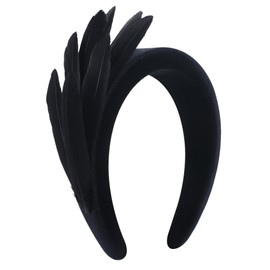 Zinniday Women's 1920s Feather Headband - Black Goose Feather Fascinators Fashion Elegant Headband Classic Velvet Headpiece for Women Girls Events and Party