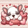 CafePress French Bulldog Puppy Sleeping On Valentines Day Sticker Square