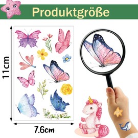 300+ Glitter Tattoo Set Children, Children's Tattoo Girls, Dino Mermaid Unicorn Tattoos Children Skin-Friendly Stickers, Glitter Tattoos Children's School Cone Girls Filling Party Bag Children's