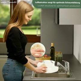 Loofah Moments™ - Zero Waste Washing Up Sponges | Cleaning Sponges Vegan & Compostable | Ceramic Hob Cleaning with Natural Cleaning Sponges | 7 Kitchen Sponges