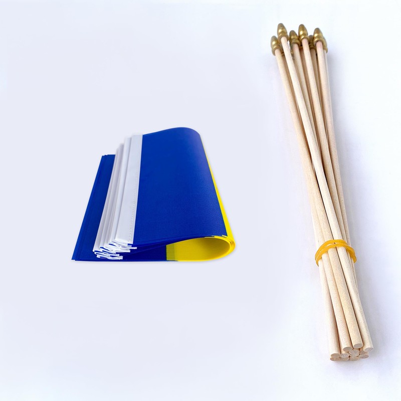 TSMD Barbados Stick Flag Barbadian Small Mini Hand Held Flags,5x8