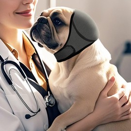 Quiet Ears for Dogs - Noise Protection No Flap Ear Wrap - Anti-Slip Adjustable Earmuffs, Waterproof Snood for Force Drying, Pet Grooming, Bath