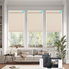 Changshade Smart Roller Shade with Remote Control Blackout Automatic Window Shades for Home Custom Size Motorized Blinds for Windows Compatible with Alexa,Google Home,Apple Homekit, Beige