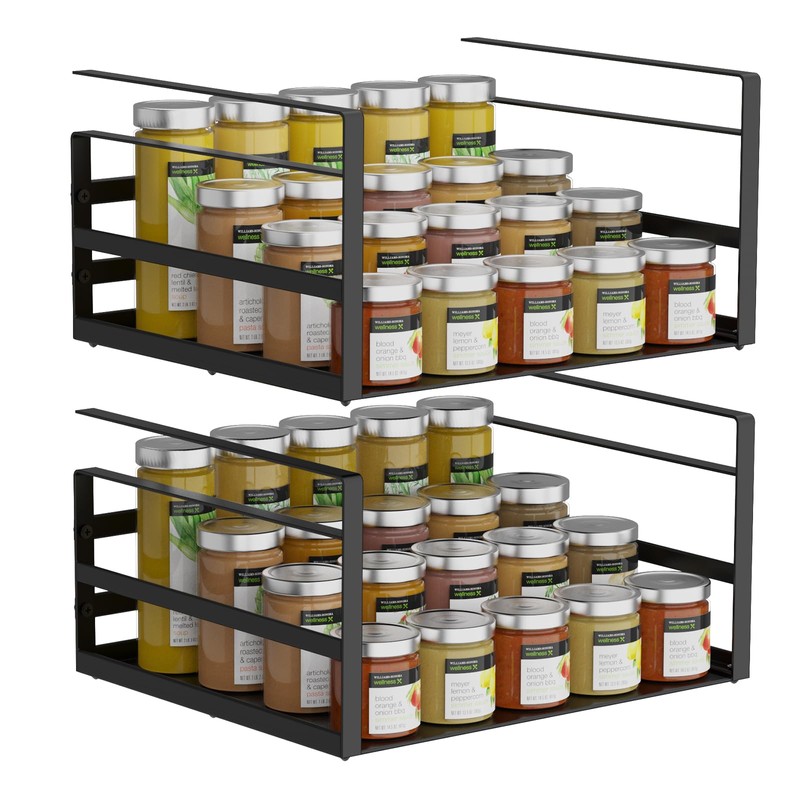 PEKGRIL 2 Pack Under Shelf Basket, Black Undershelf Storage Basket,