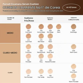 Parnell - Cicamanu Serum Cushion - Moisturizing Foundation for Soothing, Coverage, Glass and Lightweight for Sensitive and Dry Skin Pearl Skin (0.52 Fl Oz) (23W) Warm Sand 15g