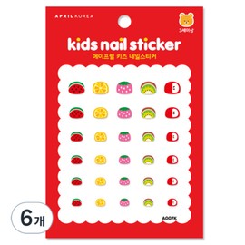 April Nail Kids Nail Stickers, A007K, 6 pcs / 에이프릴네일 키즈 네일 스티커, A007K, 6개