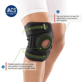 Comforband Adjustable Knee Brace Support, with Side Stabilizer – Patellar Tendon Support for Knee Pain, Arthritis, Injury Recovery, Running, Workout - Adjustable Compression Knee Brace for Men & Women (Black, Regular)
