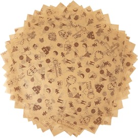 100 Sheets Christmas Wax Paper Food Parchment Paper Sandwich Wrapping Paper,Proof Paper Oil-proof Liners for Food Basket (Brown Xmas)