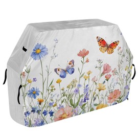 Premium Grill Cover Waterproof Barbecue Cover Fade Resistant BBQ Cover Heavy Duty Fits Grill Widths Up to 25 in (Watercolor Wildflowers Butterfly)