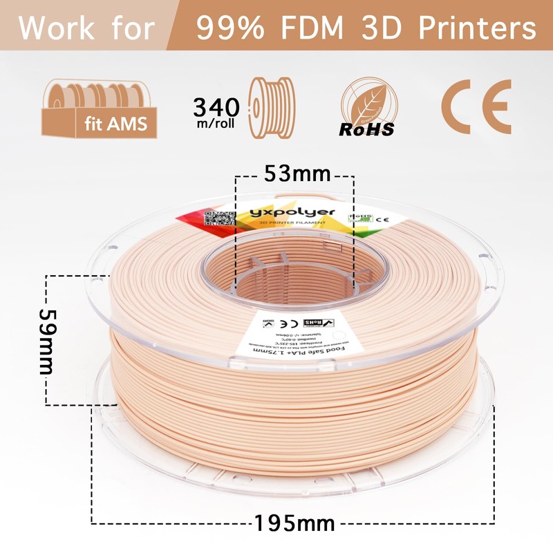 YXPOLYER PLA+ Filament Food Safe PLA Plus Food-Grade 1.75mm 3D