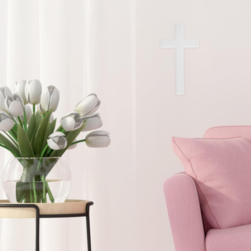 DEARMAMY Wall Wooden Cross White Cross Wall Hanging Church Wall