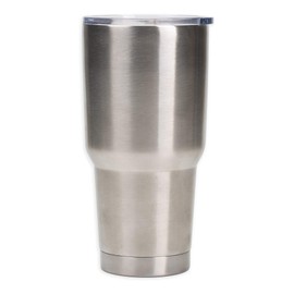 Best Pop Pop Silver Tone 30 Ounces Stainless Steel Travel Tumbler Mug with Lid
