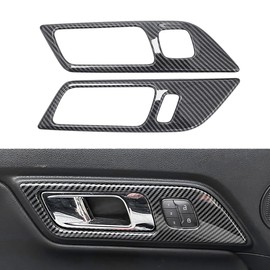 YINGTUU for Ford Mustang 2015-2025 Accessories Interior Sticker Car Inner Door Handle Decal Trim Cover (with Memory seat Button)