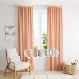THE ART BOX Gauze Striped Curtains, Boho Linen Gauze Tab Top Hanging Curtains Light Filtering Door Window Treatment 2 Panel Drapes for Living Room Home Décor Orange (72"x42" Each Panel)