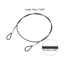 UXCELL 4Pcs Black Stainless Steel Lanyard Cable, 50cm x 1.5mm, 4 Pack