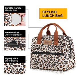 HOMESPON Insulated Lunch Bag for Women Men Lunch Box Cooler Lunch Tote for Work Picnic (Leopard Print)