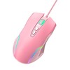 Wired Mouse Pink Ergonomic Design RGB Backlit Motion Detection 5.9ft