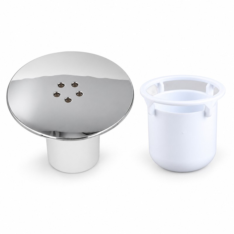 Round Shower Floor Drain Cover with Removable Waste Trap Insert