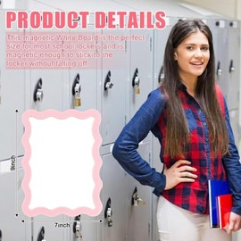 Gueevin Pink Small Scalloped Magnetic Whiteboard 7" x 9" Mini Magnetic Dry Erase Board for Locker Fridge with 4 Markers & 2 Magnets Cute Mini Dry Erase Board for School Office Home
