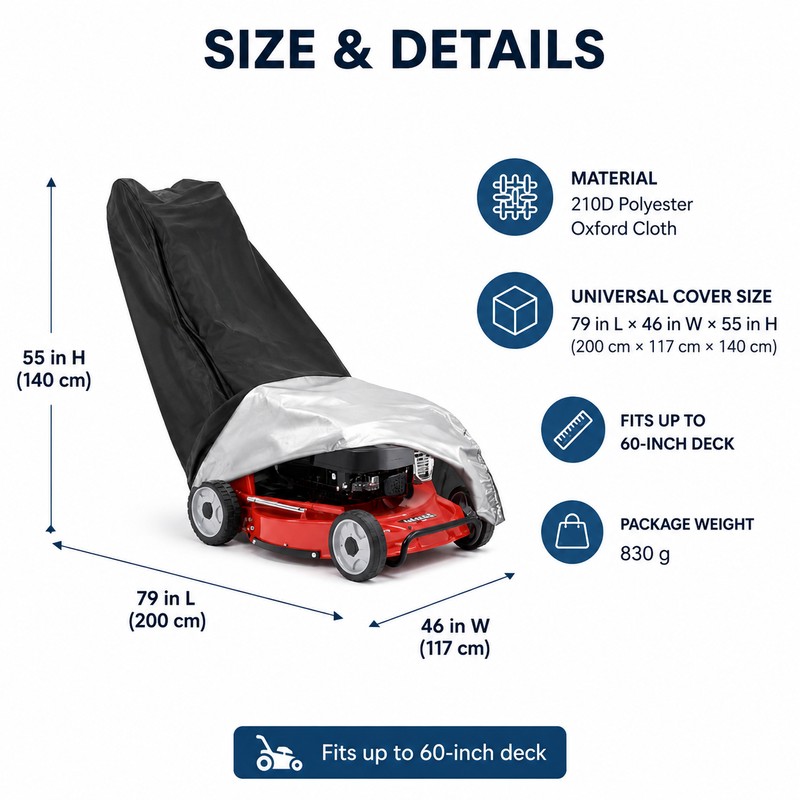 Waterproof Lawn Mower Cover for Outdoor Storage – 210D Polyester