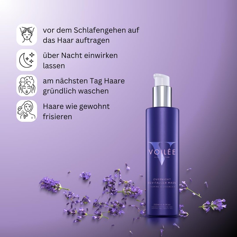VOILÉE Overnight Revitalizer Maske, 2-in-1 Pflegespray und Haarparfum, Jasmin &