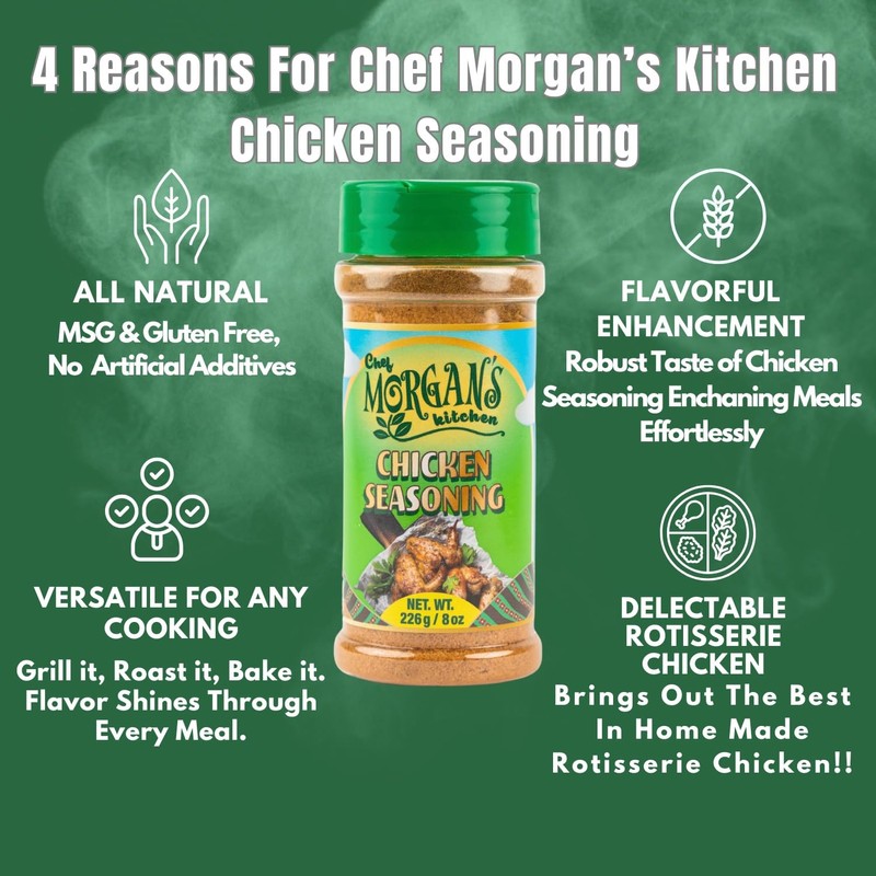 Chef Morgan’s Kitchen Chicken Seasoning – 8oz All-Natural Herbs &