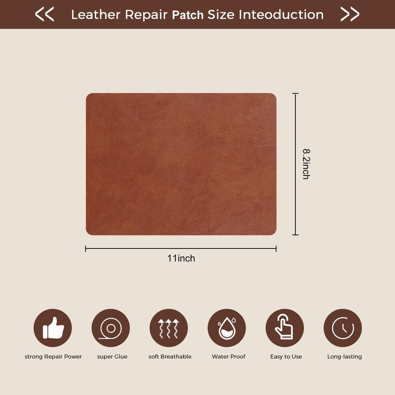 JDLUGH Sofa Leather Repair Patch Tape, 8.2x11 Inch2PCS Self Adhesive
