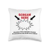Scream Here Gag Gift Throw/ Couch Pillow Funny Decorative Throw