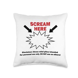 Scream Here Gag Gift Throw/ Couch Pillow Funny Decorative Throw Pillow