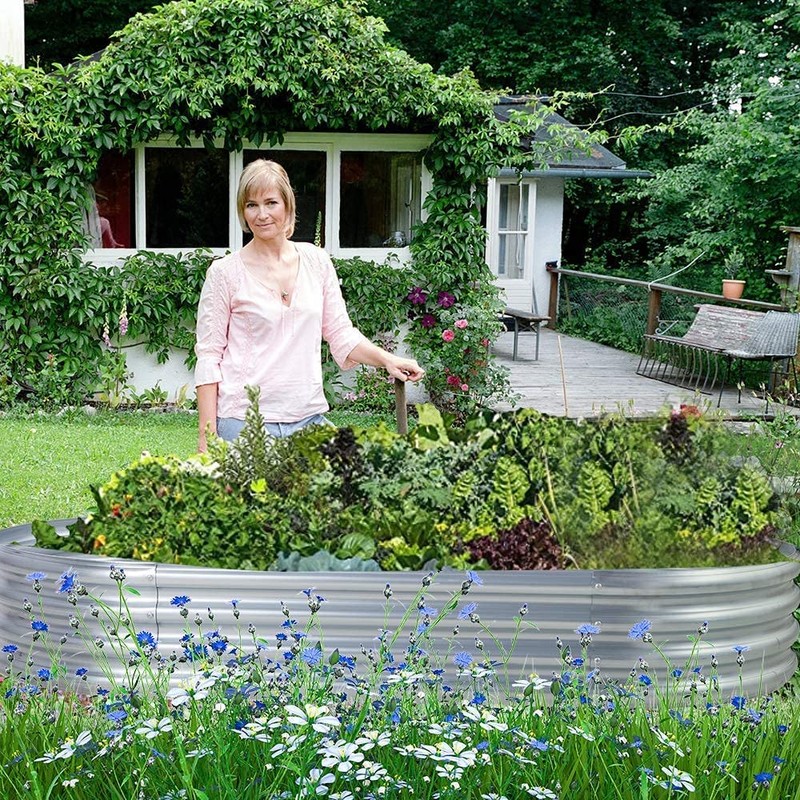 Land Guard Galvanized Raised Garden Bed Kit, Galvanized Planter Garden