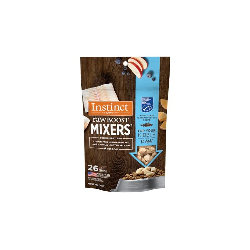 Instinct Raw Boost Mixers Pollock Liofilizado para Perros,Topper Natural con