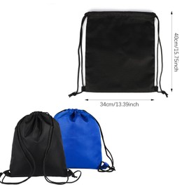 Drawstring Backpack,210D Polyester Waterproof Drawstring Sports Gym Backpack,Workout Bags for Men Women Outdoor,Swimming (2, Black+Blue)