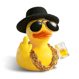 VAGCARS Funny Cowboy Rubber Duck Car Ornaments with Hat & Glasses