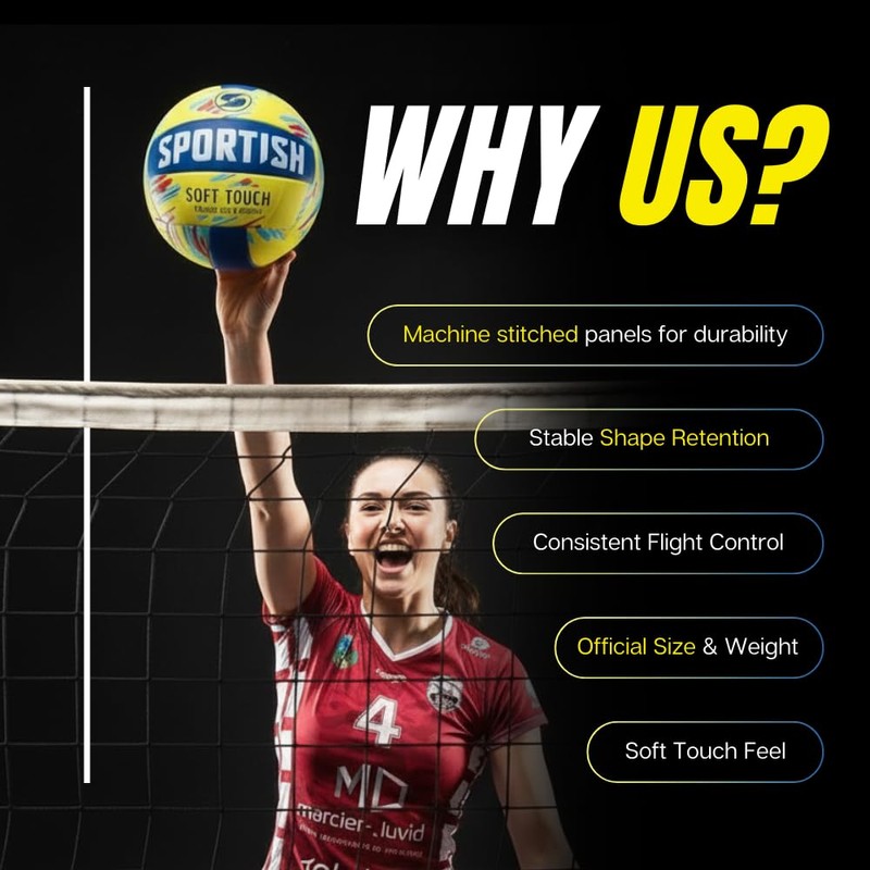 PU Volleyball – Machine Stitched Soft Touch Indoor Outdoor Training