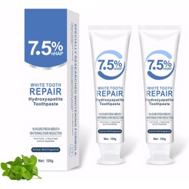 2Pcs Hydroxyapatite Toothpaste,Hydroxyapatite Toothpaste 7.5,Fluoride-Free Enamel Protection for Sensitive Teeth, Fresh Mint Flavor(2 x 120g)