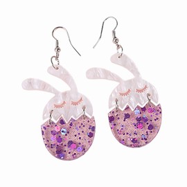 Easter Bunny Dangle Egg Earrings Gift Ideas for Girls, Valentine Colorful Easter Wooden Acrylic Decorations Spring Earrings Easter Gifts Rabbit Earring Dress Outfit for Women Teen Gifts Jewelry,