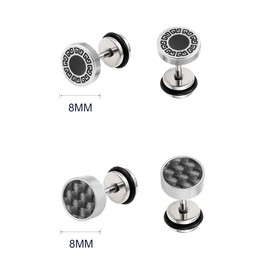 Epoch World 8 Pairs Stainless Steel Silver Earrings Men's Stud Earrings Hoop Earrings Silver Earrings Women's Hanging Earrings Cross Men Women Silver Hoop Earrings Set Piercing