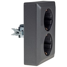 Milos Protective Contact Socket 2-Way Double Socket 1 to 2 Flush-Mounted Installation in a Flush-Mounted Socket 250 V ~ / 16 A Anthracite