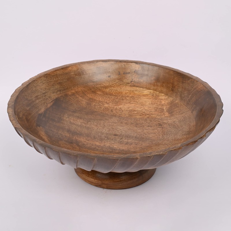 EDHAS Mango Wood Decorative Wooden Bowl Hand Carved Home Decor