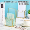 Fuyoooo 2 Pcs Gold Glass Brochure Holder Stand 4 Inch