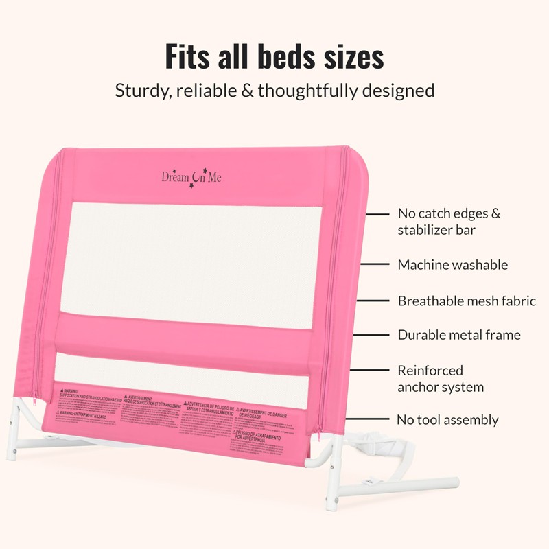 Dream On Me Lightweight Mesh Security Adjustable Bed Rail for