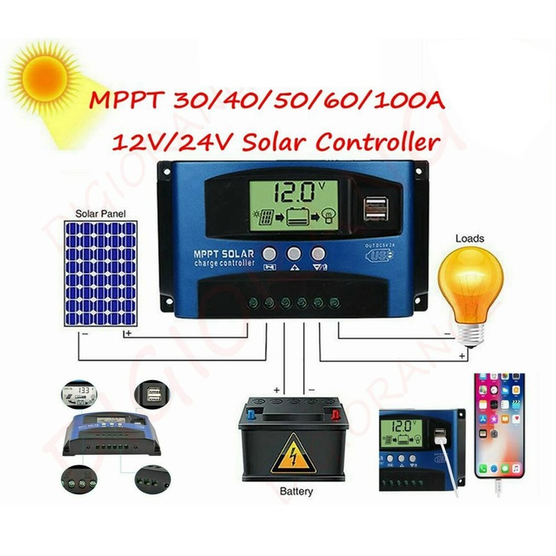 DIGISHUO 30A MPPT Solar Charge Controller with LCD Display Dual