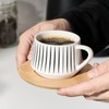 LUKA Ceramic Coffee Espresso Cups with Saucers Set with Metal