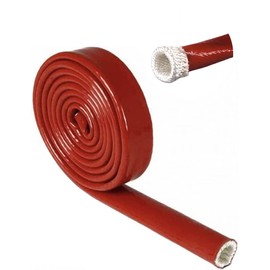 Alioncar 3/8"(10mm)ID Fire Sleeve Heat Sleeve Heat Shielded Fire Thermo Armor Silicone Coated Fiberglass for Automotive Hose Lines & Electrical Wiring,5 feet(Red)